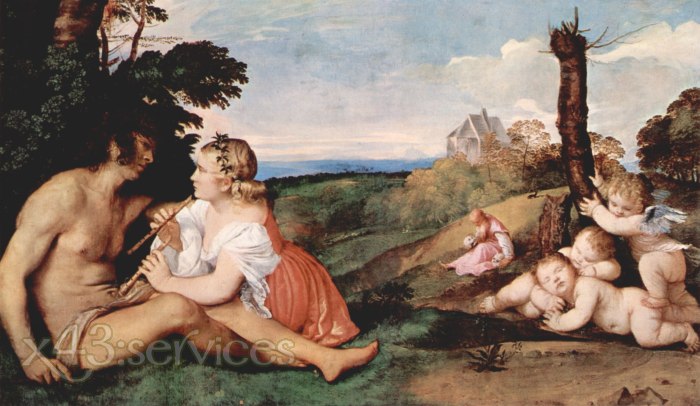 Tizian - Allegorie der drei Lebensalter des Menschen - Allegory of the three ages of man - zum Schließen ins Bild klicken